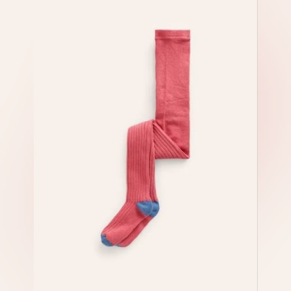 Mini Boden Ribbed Tights In Rose Petal Pink- Size 3/4